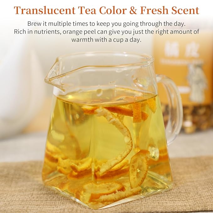 Wanhua Hall Fresh Dried Tangerine Peel Dried Mandarin Orange Peel Strips 4.94oz/140g Mandarin Pure Citrus Peel Strips Natural Mandarine Scent Suitable for Cooking &amp Tea