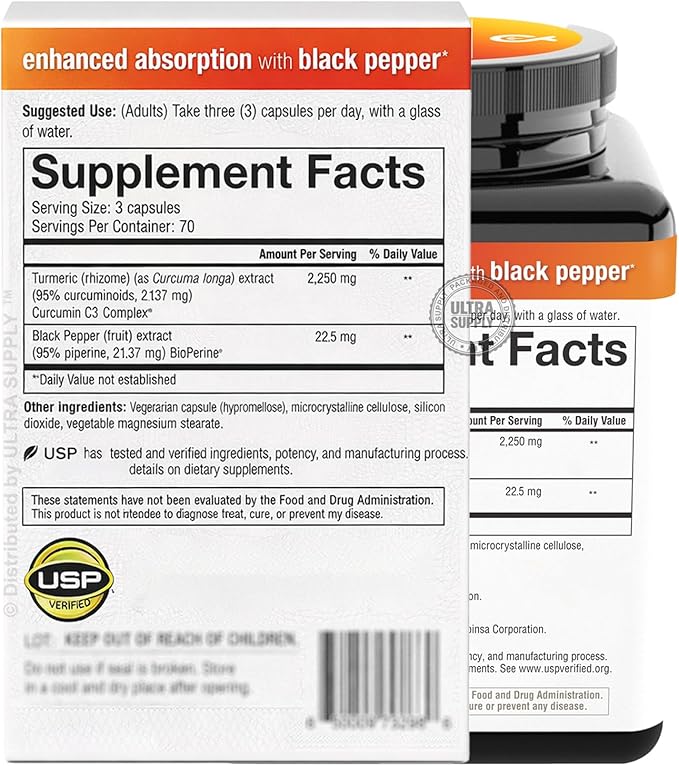 You.Theory Turmeric 2250 mg (210 Count. Value Pack) | Turmeric Supplement Curcumin Capsule High Absorption Black Pepper Blend