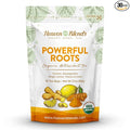Heaven Blends Powerful Roots Organic Herbal Tea – Antioxidant Blend with Turmeric Ginger Ashwagandha Cinnamon Black Pepper &amp Tribulus Fruit – 30 Caffeine-Free Tea Bags – USDA Organic