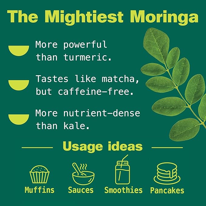 Kuli Kuli Moringa Oleifera Organic Leaf Powder &amp Green Smoothie 100% Pure USDA Certified &amp Non-GMO Moringa Powder Great with Smoothies Tea and Food - Single Pack 10.6 oz