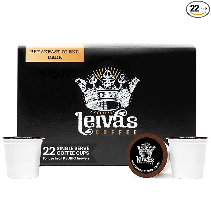 Leiva’s Guatemalan Single Serve K-cups Coffee Pods (22 Count) – Small Batch Breakfast Blend Dark Roast Capsules - Rich Bold &amp Balanced Flavor - Single Serve Pods for Keurig Coffee Machine - 0.35