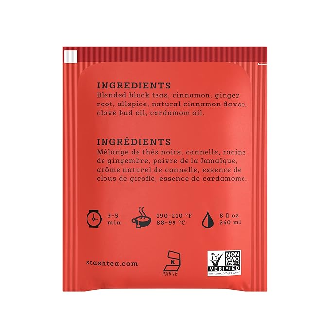 Stash Tea Chai Spice Black Tea 6 Boxes of 30 Tea Bags Each (180 Tea Bags Total)