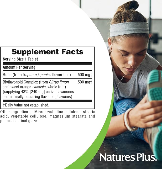 NaturesPlus Biorutin 1000 mg - 90 Tablets Pack of 2 - Bioflavonoid &amp Rutin Complex - Supports Vascular Function &amp Circulation - Vegetarian Gluten Free - 180 Total Servings