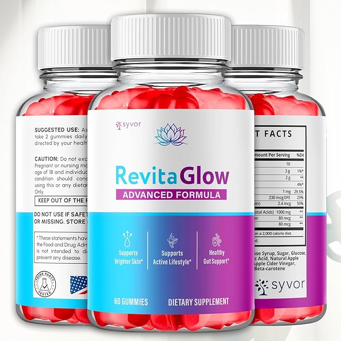 RevitaGlow Gummies Official Revita Glow Gummies with Apple Cider Vinegar Advanced Formula Skin Health Support Supplement with Premium Beauty Vitamins Revitaglow Women's Health Support (60 Gummies)