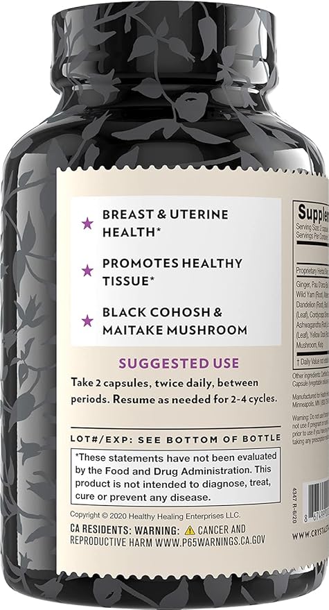 Crystal Star Fibro Defense 150 Capsules - 17 Whole-Herb Blend - Natural Herbal Supplement Capsles for Women - Vegetarian Non GMO