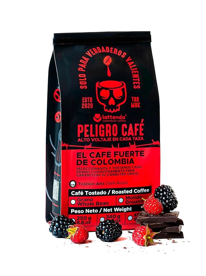 Lattenda Peligro Specialty Coffee: High Voltage Colombian Coffee - Intense Flavor 454g Whole Bean