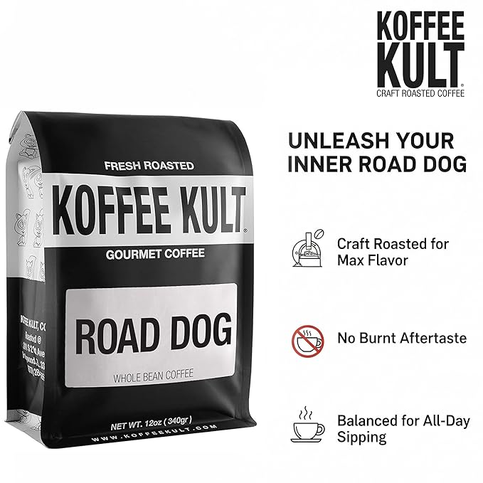 Koffee Kult Road Dog Dark Roast Coffee Beans (whole bean 12oz)