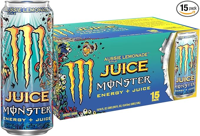 Monster Energy Juice Aussie Style Lemonade Energy + Juice 16 Oz | Pack of 15