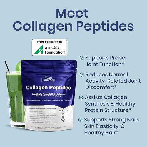 1MD Nutrition Collagen Peptides - Hydrolyzed Collagen Powder Types I &amp III for Women &amp Men - Joint Hair &amp Nail Support - Unflavored - 30 Servings