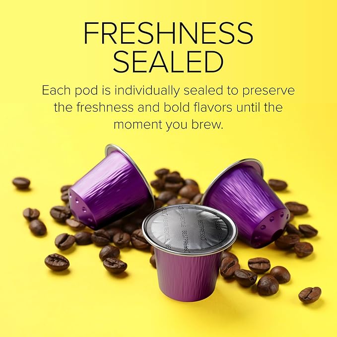 Organic USDA Bestpresso Coffee Aluminum Espresso Pods For Nespresso Original Machine 120 Pack (Naturally Intense)