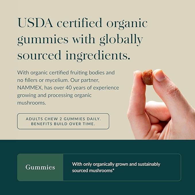 Gaia Herbs Lion's Mane Mushroom Gummies - Brain Support Supplement* - Made with Organic Lion's Mane Mushrooms - Free from Gluten Soy &amp Dairy - 60 Vegan Gummies (30 Servings)