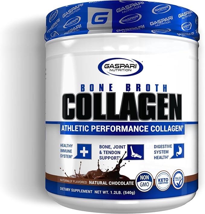 Gaspari Nutrition Bone Broth Athletic Performance Collagen 13g Protein Gluten Free Non-GMO Keto Certified Gut and Joint Health (30 Servings Natural Chocolate)