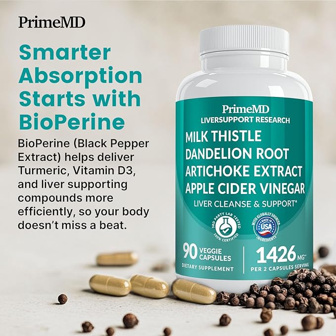 32-in-1 Liver Support with Milk Thistle Supplement – Liver Detox with Silymarin Artichoke Extract &amp Beetroot Powder – Comprehensive Wellness Formula for Liver Cleanse – 1426mg (270 count) (Pack o
