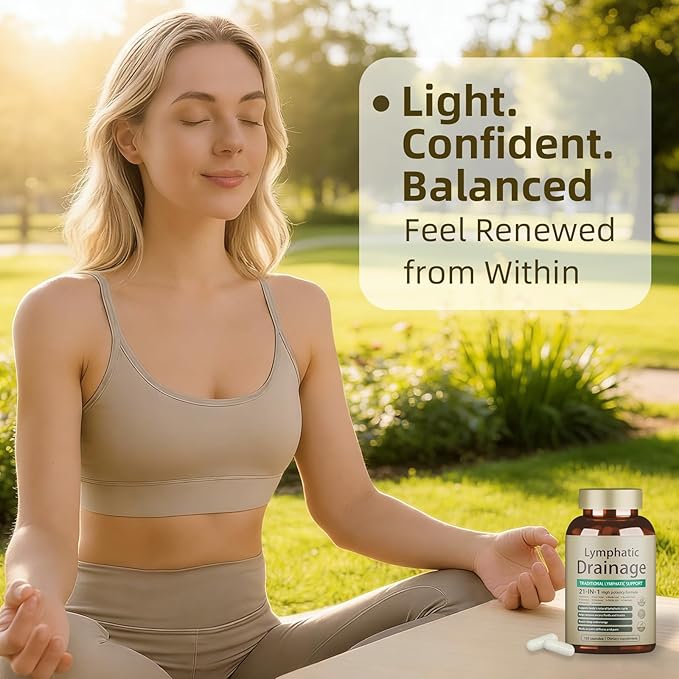 Lymphatic Drainage Capsules 120 Capsules New Maximum Potency Formula 2 Month Supply with Dandelion Extract Cleavers Extract - Supports Cellulite Reduction Lymphatic Drainage &amp Immune Health