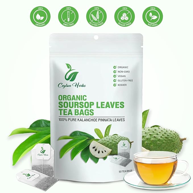 Soursop Leaves Tea Bags - 100% Pure Organic No Additives Natural Dried Soursop Leaves