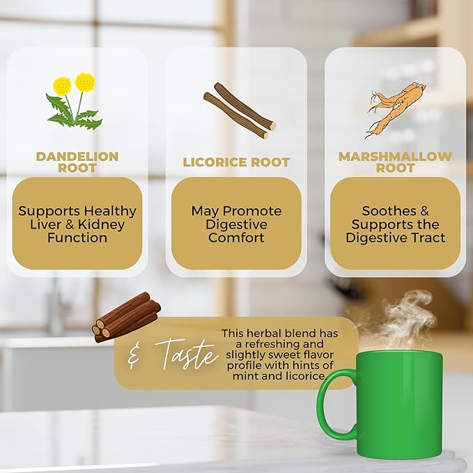 Gut Health and Cleanse For Her Loose Leaf Tea w/ Dandelion Root Licorice Root Nettle Leaf | Organic Herbal Tea | 2 oz (57 gram) | Decaf Vegan Healthy ZERO Caffeine Organic Herbs No Natural or