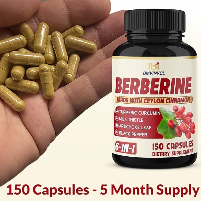 Berberine with Ceylon Cinnamon Turmeric Milk Thistle Artichoke Black Pepper - 150 Count - Pack of 1