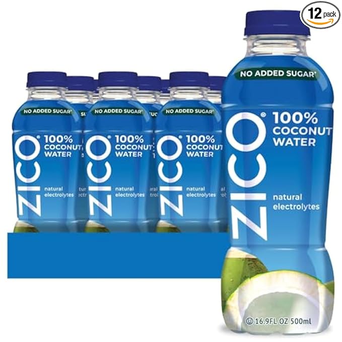 Zico 100% Coconut Water NO added Sugar Refreshingly Delicious Hydration with Electrolytes 16.9 Fl Oz (Pack of 12)