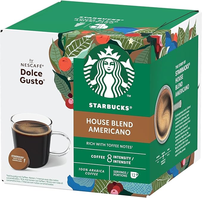 Starbucks Americano House Blend Medium Roast Coffee Pods by NESCAFÉ Dolce Gusto (Pack of 6 Total 72 Pods)