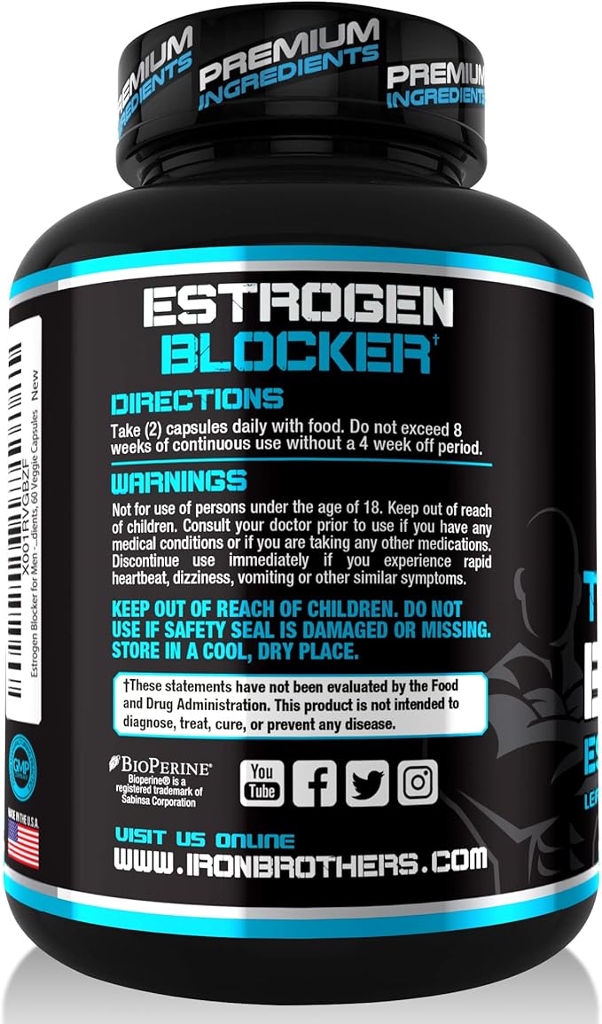 Iron Brothers Men’s Testosterone Support Supplement – I3C (Indole-3-Carbinol) Tribulus Terrestris &amp Grape Seed Extract – Metabolic &amp Performance Support Formula – 60 Vegan Capsules – 30 Day S