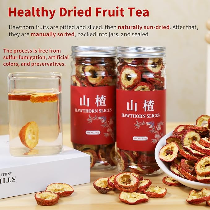 Wanhua Hall Dried Hawthorn Fruit Tea Premium Seedless Hawthorn Berries Hawthorn Slices Fruit Tea 山楂干 山楂 山楂片 7.06oz / 200g
