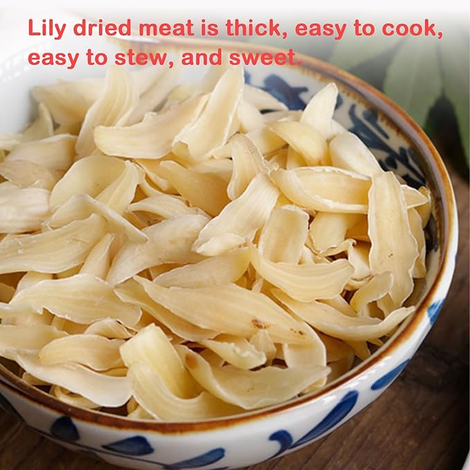 Dried Lily Bulb Lily Bulbs Bai He 10.6oz/300g (150g*2) Boil Soup and Congee Health Chinese Herbal Tea Add to breakfast Oatmeal Congee Sulfur Free No Addition 百合 百合干 龙牙百合 银耳莲子百合羹