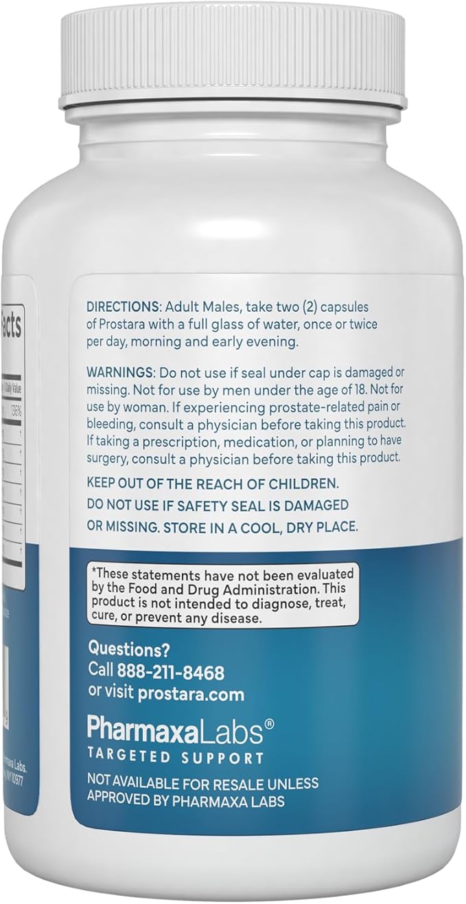 Prostara - Multi-Action Prostate Supplement - Supports Urinary Flow and Bladder Comfort - Boosts Vitality and Wellness - Saw Palmetto Pumpkin Seed Pomegranate &amp Beta Sitosterol - 60 Capsules
