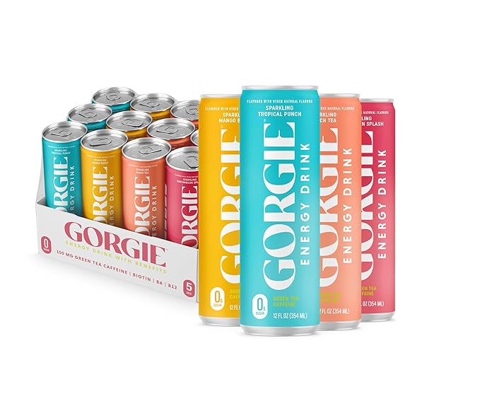 GORGIE Pink Lemonade - BestSellers Variety Bundle Sugar-Free Natural Energy Drink Sparkling Healthy Energy Drinks- (2 packs of 12)