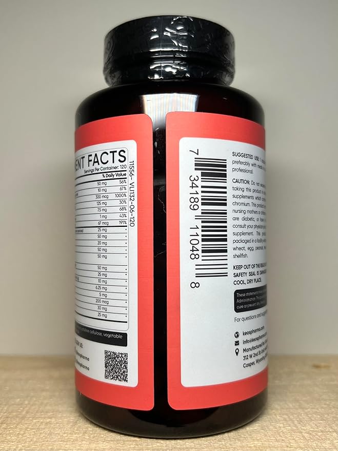 Blood Sugar Supplement 120 Capsules Up to 4 Months Supply with Magnesium Cinnamon Zinc Vitamin CE Biotin and Other