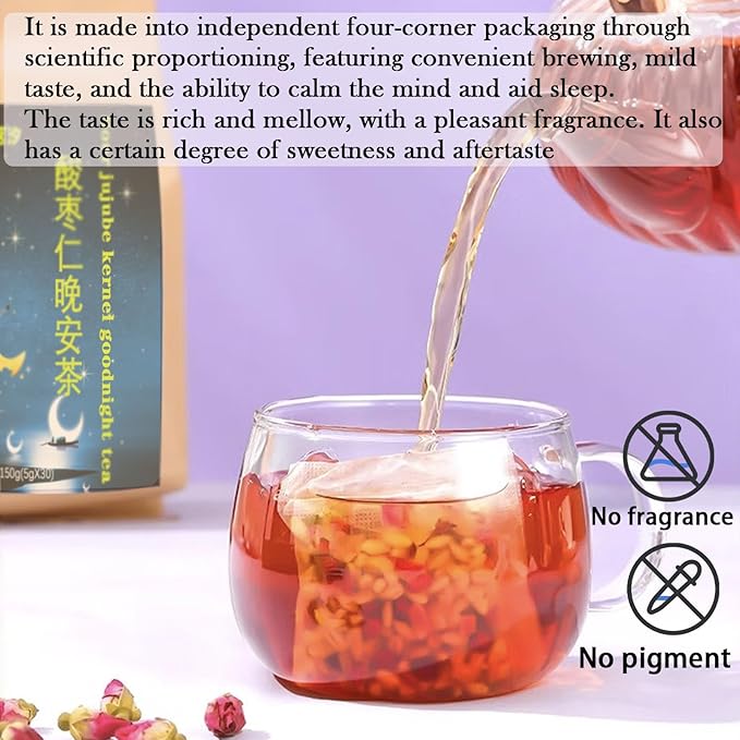 Goodnight Tea 300g/10.6oz 酸枣仁晚安茶 Sour Jujube Kernel Lily Poria Cocos Tea Good Night Sleep Combination of Lily Rose Mulberry Lotus seed Polygonatum and Jujube Chinese Herbal 酸枣仁 酸枣仁茶 酸枣仁茯苓百合茶 助眠安神