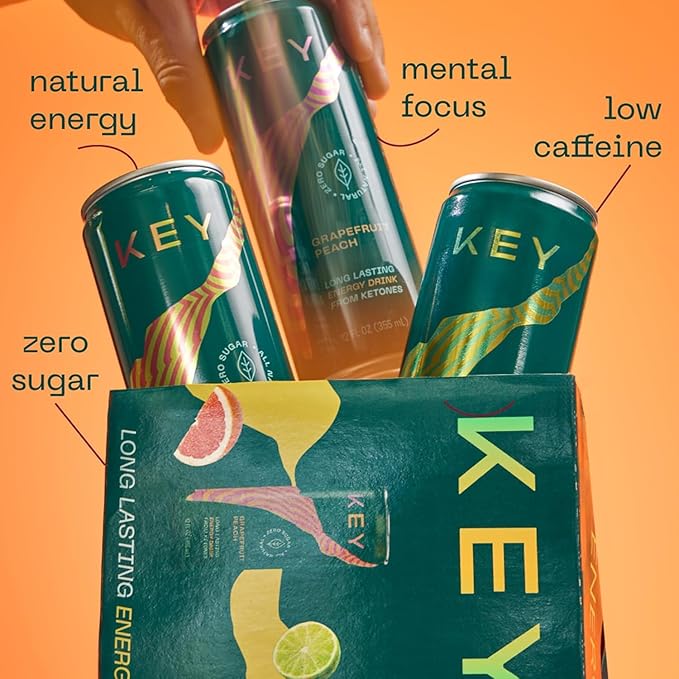 KEY 24-Pack Combo Bundle - Ketone Energy Drink - Variety Pack 12pk &amp Ginger Lime 12pk - Sugar Free All Natural Long Lasting Energy