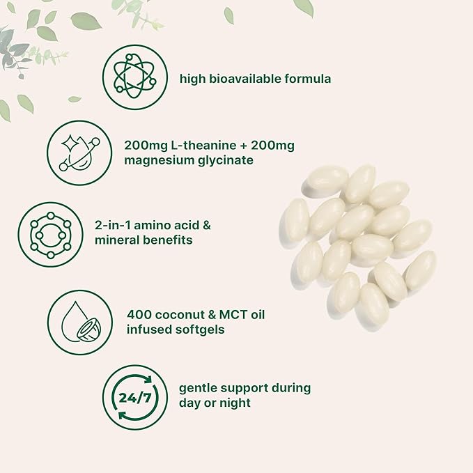 Micro Ingredients 8-in-1 Multi Collagen Capsules &amp L-Theanine 200mg with Magnesium Glycinate Softgels | Grass-Fed Collagen Peptides | Amino Acid &amp Mineral Complex Bundle 2 Pack