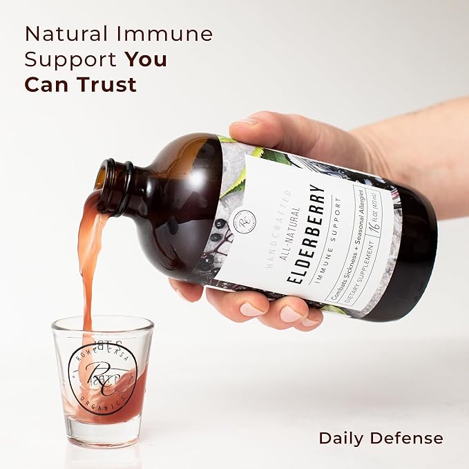 Rowe Casa Organics Elderberry Immune Support with Antioxidants Zinc and Vitamin C for Kids and Adults Organic Elderberry Syrup for Immune Support 16 Fl Oz
