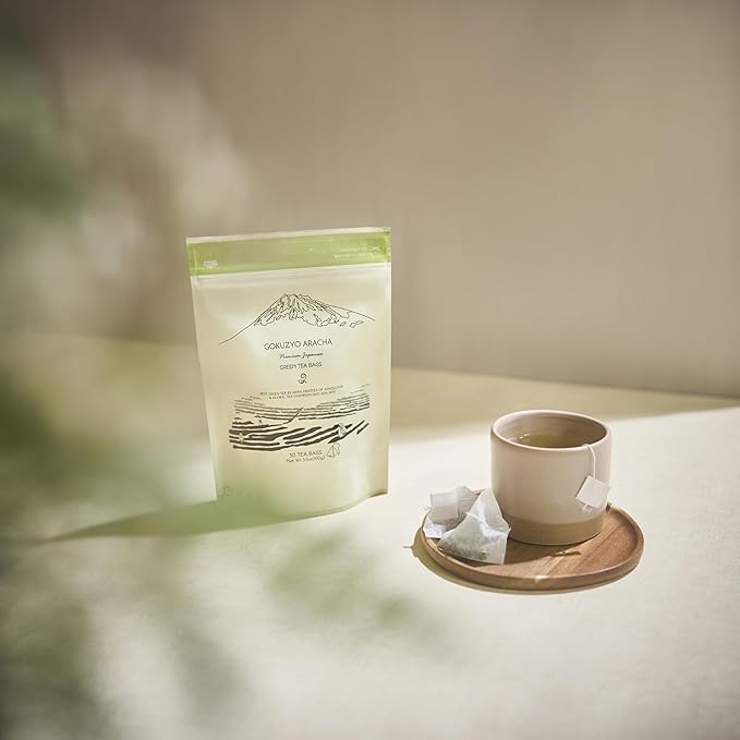 Japanese Green Tea Co. Aracha Gokuzyo Japanese Green Tea Bags (50 Pack) Soilon Pyramid Sachets Premium Loose-Leaf Quality in Convenient Teabags Rich Aroma &amp Flavor Hot &amp Cold Brew