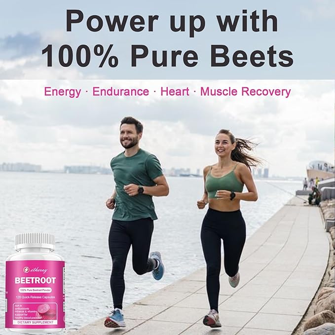 Beet Root Capsules 120 Count Pure Beetroot Beets Powder Capsules 60 Days Supply | Natural &amp Vegan Supplement | 1300mg per Serving