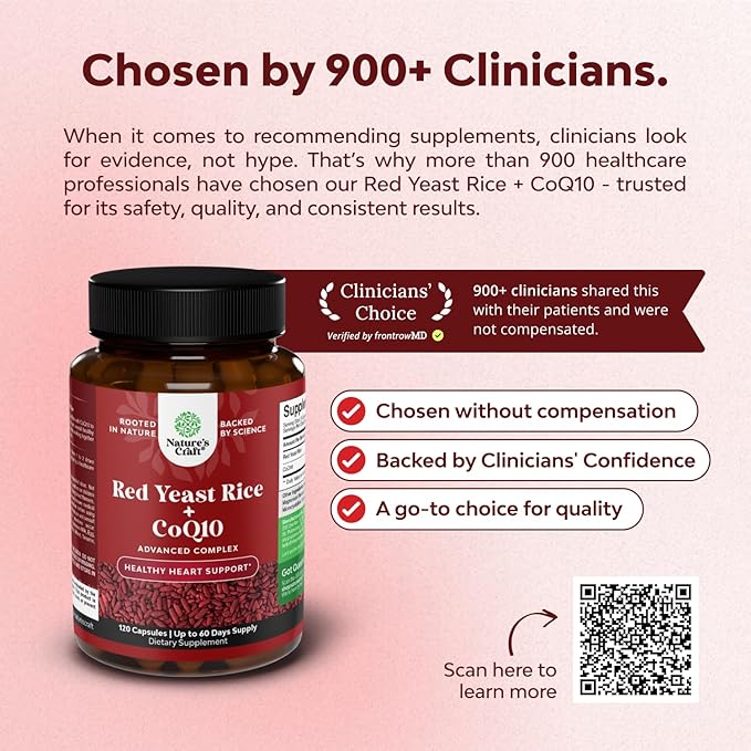 Red Yeast Rice with CoQ10 Supplement - Advanced Healthy Heart &amp Healthy Cholesterol Levels Formula for Men &amp Women - Extra Strength Capsule with Red Yeast Rice 1200 mg Capsules with CoQ10 - 12