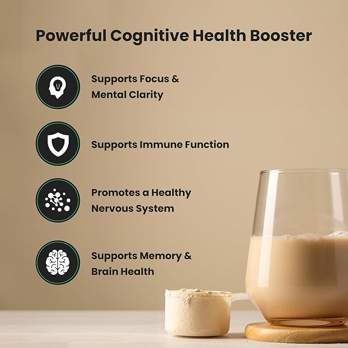 NutraChamps Organic Lions Mane Powder - 2000mg Powerful Nootropic for Memory Focus Immune Support - Vegan Lion’s Mane Mushroom Powder Supplement with Naturally Occurring Beta-Glucans - 8oz