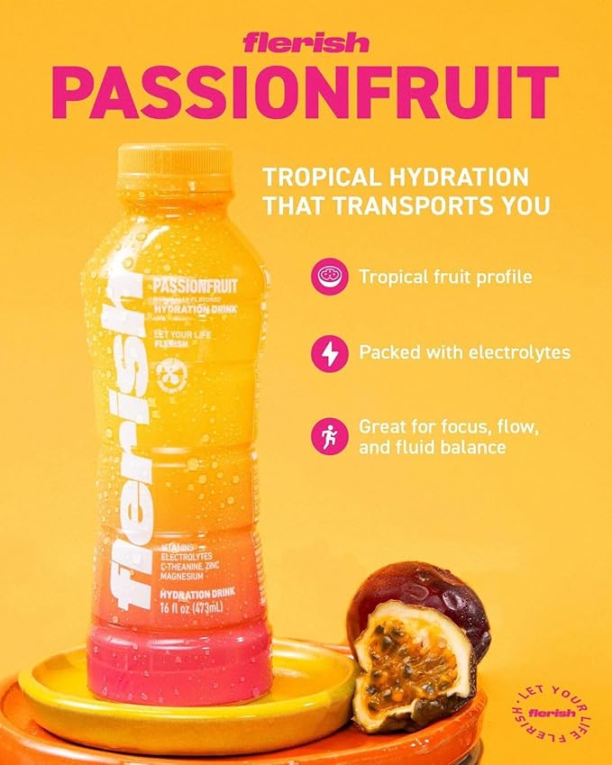 FLERISH Enhanced Hydration Drink | Watermelon-Based Functional Beverage with Electrolytes | Magnesium &amp L-Theanine | No Artificial Sweeteners | 35 Calories (Variety 12-Pack 16 fl oz)