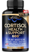 Cortisol Supplement for Women - Holy Basil | Ashwagandha | Rhodiola | L-Theanine - Plant-Based Hormone Balance - Mood Focus &amp Sleep Support - Made in USA - Vegan Non-GMO - 120 Capsules for 4 Mon