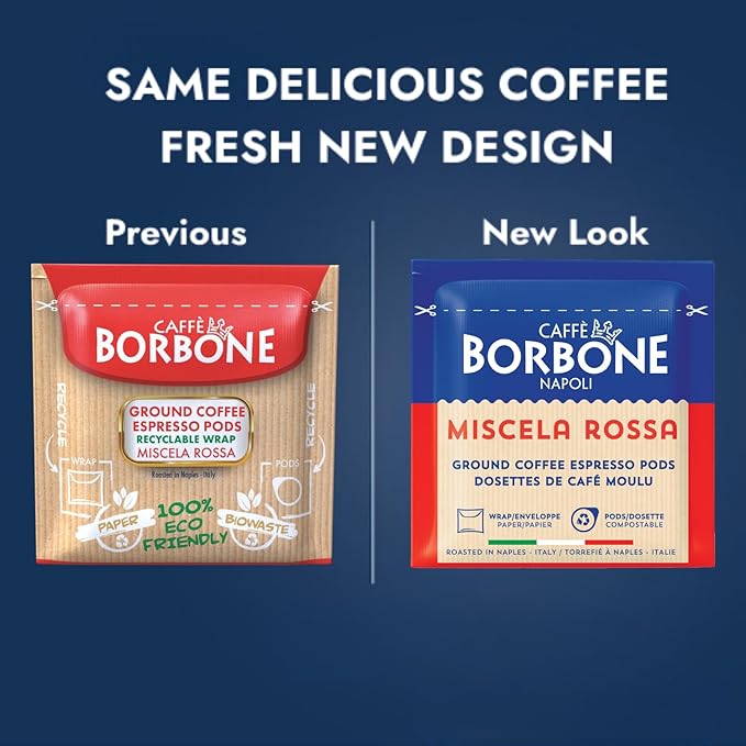 Caffè Borbone Espresso Paper Pods Red Blend Strong and Creamy Medium Roast ESE Pods Authentic Italian Espresso - 50 Count