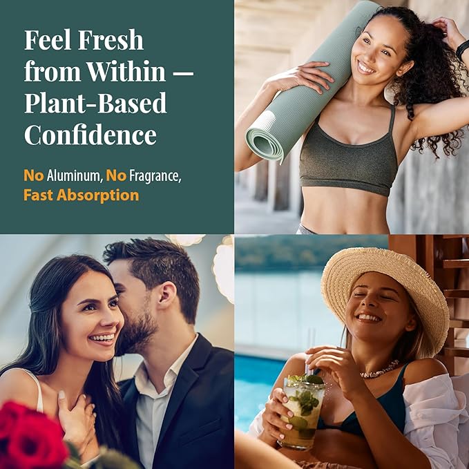 Women's Body Deodorizing Supplement – Chlorophyll Capsules for Body Odor Fresh Breath &amp Gut Detox for Social Confidence – Vegan with Matcha Green Tea Apple Cider Vinegar (60 Caps)