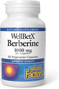 Natural Factors WellBetX Berberine - Daily Supplement Supports Metabolic Health - Formula Supports Healthy Heart - Gluten-Free &amp Vegan - 60 Vegetarian Capsules (60 Servings)