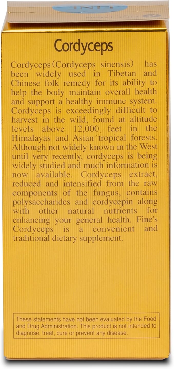 FINE JAPAN Cordyceps Mushroom Capsules - Premium Cordyceps Militaris and Sinensis Extract for Optimal Health Benefits 100% Authentic Cordyceps in Easy-to-Swallow Capsules