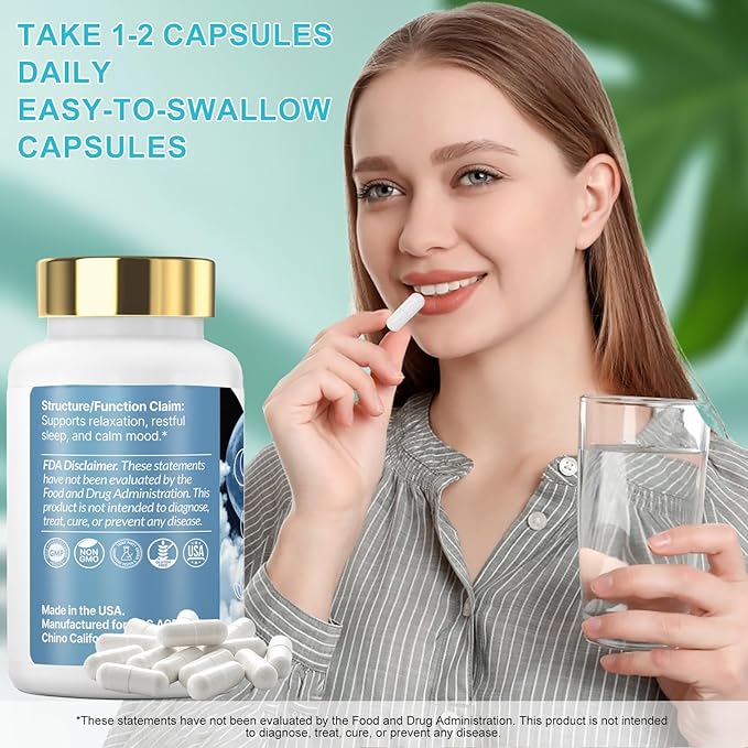 NeuroVive Sleep Capsules Natural Sleep Aids with Magnesium Glycinate L-Theanine GABA and Melatonin Supplements for Calm Sleep Relaxation and Mood Support GMO Free Gluten Free Made in USA