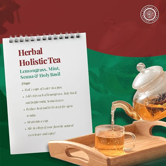 Pride Of India | Herbal Tea Lovers Set 14.12 oz (400 gm) | Includes Lemongrass Whole Tulsi/Holy Basil Leaf Whole Senna Herbal Whole Mint Whole