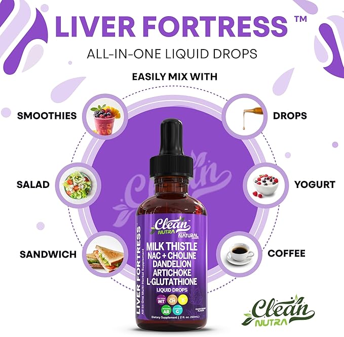Milk Thistle NAC Liver Cleanse Detox &amp Repair Supplement Liver Support Liquid Drops with Dandelion Extract Artichoke Chanca Piedra Beet Root Choline L-Glutathione Ginger Burdock Schisandra