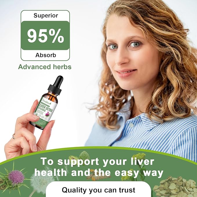 Liver Health &amp Lymphatic Drainage Drops -Support Liver Cleanse Detox &amp Repair with Artichoke Milk Thistle Silymarin Extract DandelionTurmeric Berberine to Renew w/21 Potent Herb-Nutrients-6