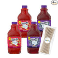 Welch's Zero Sugar Strawberry and Concord Grape Fruit Juice Drink 64 fl oz Plastic Bottles 4 Pack + 15 Sugarcane Disposable Straws by KOOL8SHOP Infinite Deals