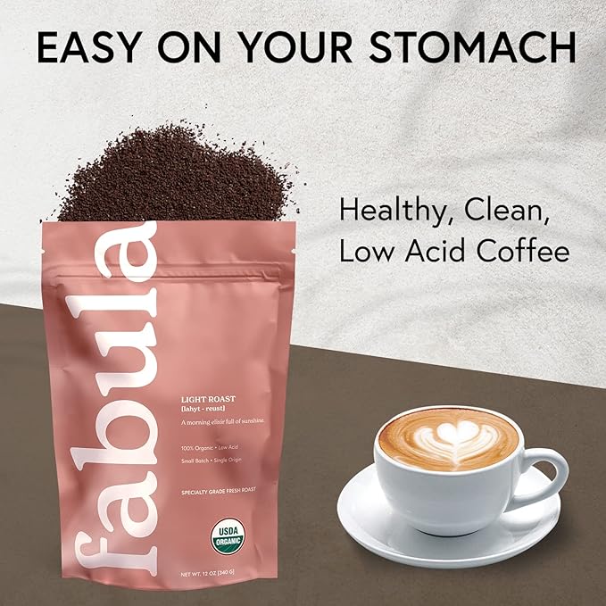 Fabula Organic Coffee Freshly Grounded - Medium and Light Roast - 2 Bag Bundle