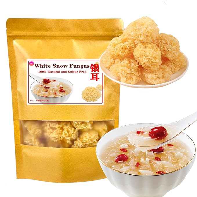 White Snow Fungus Tremella 银耳 去根特级银耳 Snow Fungus Mushroon Tremella Fuciformis Mushroom 100g/3.5oz Make Soup and Porridge 银耳红枣羹